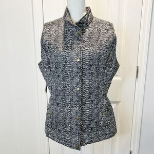 Merona Puffer Vest Size XXL Black White Sleeveless Zip Snap Closure Lightweight